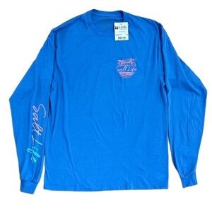 NWT Salt Life Regatta Blue Beaching Long‎ Sleeve Graphic Unisex Tee Sz M